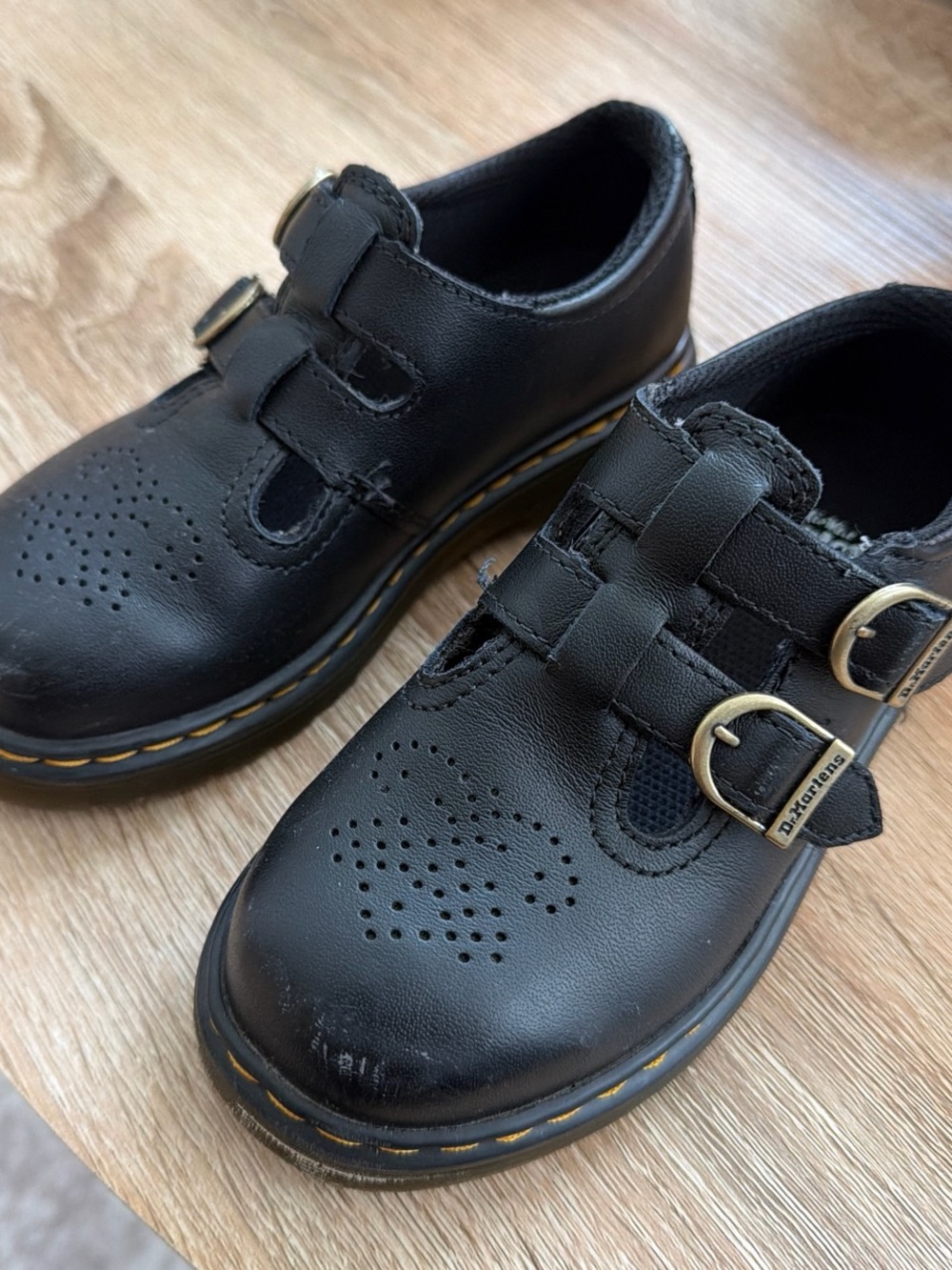 Dr. Martens Black Leather Double-Buckle Mary Jane Shoes for Kids size 10C - Picture 4 of 6